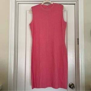 St. John Collection by Marie Gray sleeveless pink ribbed knit dress